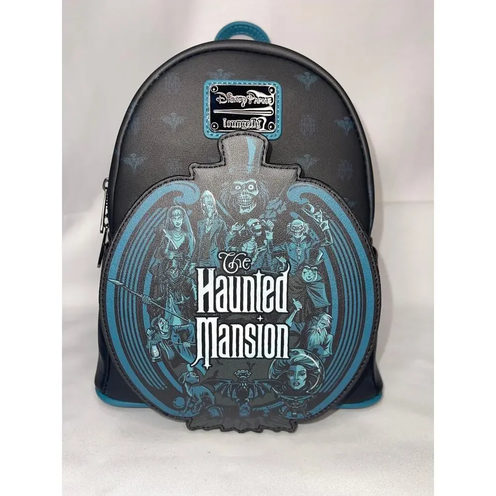 Loungefly Disney Haunted Mansion Glow in the Dark Mini Backpack Teal Black NWT